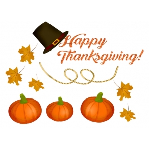 Simple Top Hat Pumpkin Leaf Theme Happy Thanksgiving Backdrop Party Photography Background