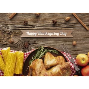 Corn Apple Turkey Theme Happy Thanksgiving Wood Backdrop Party Photography Background