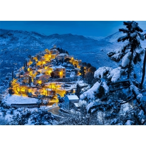 Winter Scene Bright Lights Christmas Village Backdrop Stage Photography Background