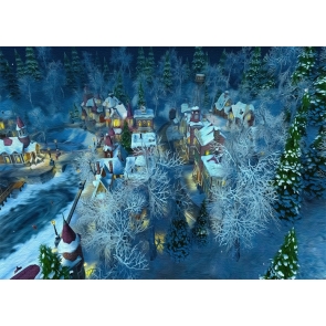 Snow Covered Village Winter Scene Christmas Backdrop Stage Photography Background