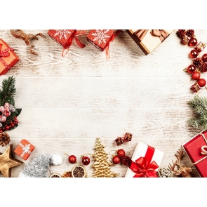 Santa's Gift Box Wood Board Christmas Party Backdrop Photo Booth Photography Background