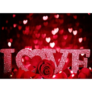 Red Rose Pink Glitter IOVE Valentines Day Backdrop Photography Background