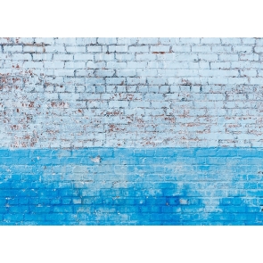 Retro Blue And White Brick Wall Backdrop Studio Photography Background 