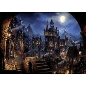 Ancient Castle City Halloween Backdrop Stage Studio Party Background