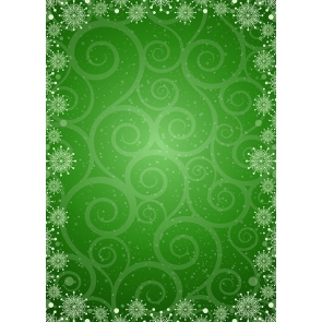 Personalized Green Background Snowflake Christmas Backdrop