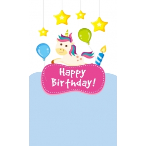 Cartoon Balloon Baby Birthday Party Background Unicorn Backdrop