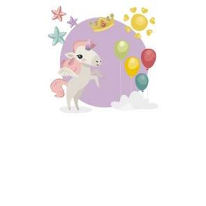 Cartoon Balloon Crown Unicorn Backdrop For Baby Party Backdrops