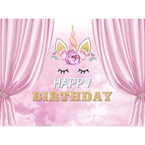 Girl Happy Birthday Party Golden Glitter Unicorn Backdrop Cake Smash Background Decoration Prop