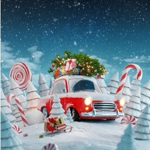 Snowflake Santa's Workshop Car Gift Box Christmas Backdrop Decoration Prop Stage Photography Background