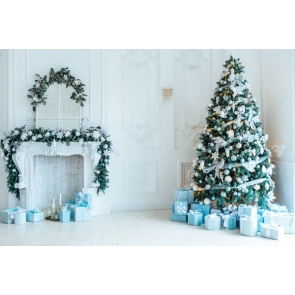 Christmas Tree Theme Fireplace Christmas Backdrop Stage Photography Background Decoration Prop