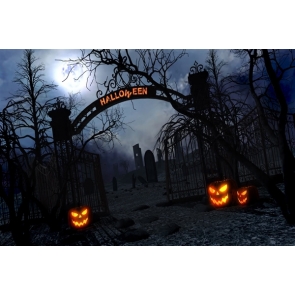 Scary Dark Pumpkin Cemetery Forest Halloween Photo Backdrop Stage Background Decoration Prop