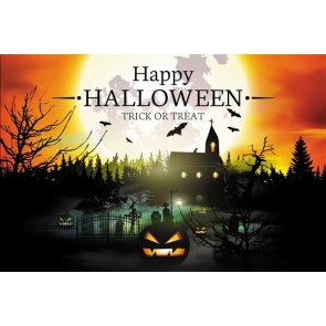 Scary Dark Pumpkin Trick Or Treat Halloween Party Backdrop Stage Background Decoration Prop