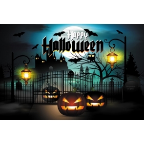 Under The Moon Scary Dark Pumpkin Halloween Party Backdrop Stage Background Decoration Prop