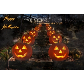 Stone Step Stairs Pumpkin Theme Halloween Backdrop Stage Party Background  Decoration Prop