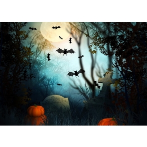 Cemetery Forest Bat Halloween Party Backdrop Stage Background Decoration Prop