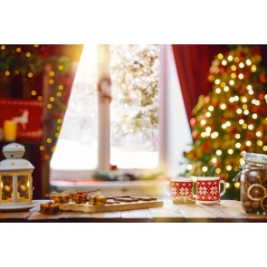 Candlelight Windowsill Christmas Photo Booth Backdrop Photography Background Decoration Prop