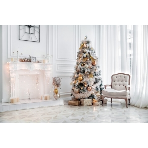 White Wood Wall Christmas Tree Backdrop Photo Booth Photography Background Decoration Prop