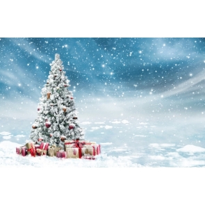 Blue Sky Snowflake Winter Wonderland Christmas Tree Backdrop Photography Background Decoration Prop