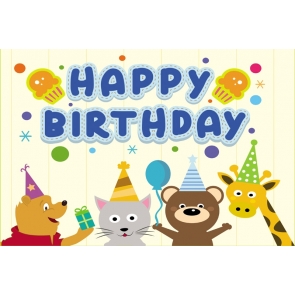 Cartoon Safari Kid Happy Birthday Backdrop Photography Background Cake Smash Decoration Prop