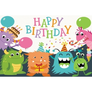 Monster Theme Kid Happy Birthday Backdrop Photography Background Cake Smash Decoration Prop