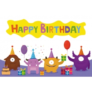 Monster Theme Background Kid Happy Birthday Backdrop Cake Smash Decoration Prop
