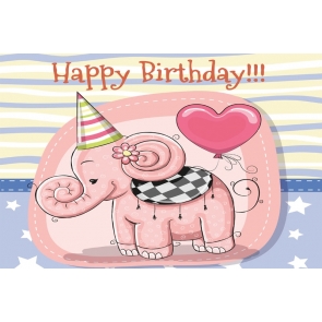 Pink Elephant Theme Kid Girl Happy Birthday Backdrop Photography Background Cake Smash Decoration Prop