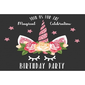 Pink Glitter Unicorn Girl Happy Birthday Party Backdrop Cake Smash Background Decoration Prop