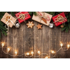 Light Gift Box Wood Board Christmas Photo Backdrop Decoration Prop