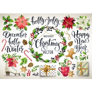 Happy New Year Merry Christmas Backdrop Photo Booth Photography Background Decoration Prop