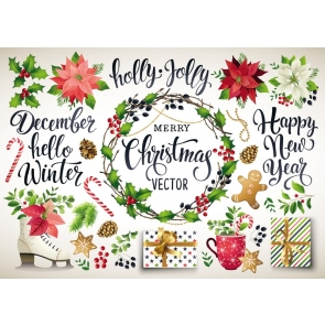 Happy New Year Merry Christmas Backdrop Photo Booth Photography Background Decoration Prop