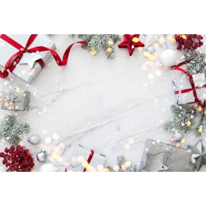 Snowflake Gift Box Marble Textured Christmas Backdrop Stage Photography Background Decoration Prop