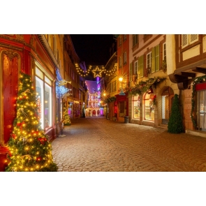 Village City Street Christmas Photo Backdrop Stage Photography Background Decoration Prop