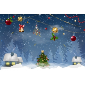Cartoon Cute Christmas Village Backdrop Photo Booth Stage Photography Background Decoration Prop