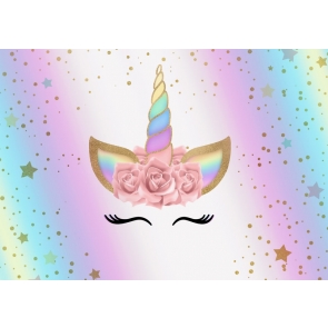 Rainbow Unicorn Girl Happy Birthday Baby Shower Party Backdrop Photography Background Prop