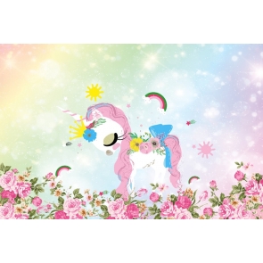 Glitter Unicorn Theme Backdrop Kid Girl Happy Birthday Baby Shower Photography Background Decoration Prop