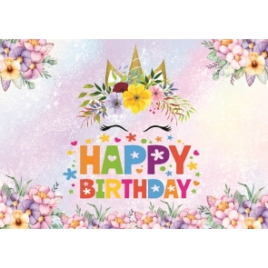 Flower Glitter Unicorn Photo Kid Happy Birthday Backdrop Photography Background Decoration Prop