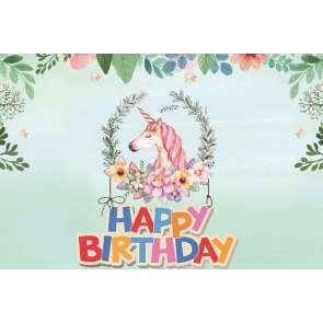 Unicorn Photo Backdrop Kid Happy Birthday Photography Background Decoration Prop