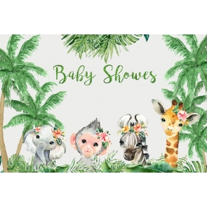 Jungle Animal Safari Baby Shower Backdrop Photography Background Decoration Props