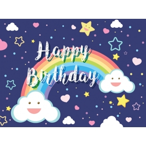 White Cloud Rainbow Kid Girl Happy Birthday Backdrop Decoration Props Photography Background