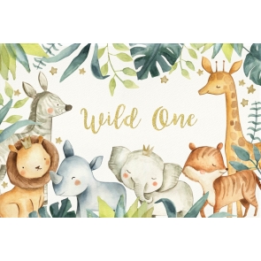 Gold Wild One Safari Baby 1st Happy Birthday Backdrop Photography Background