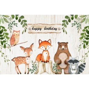 Jungle Animal Safari Happy Birthday Backdrop Photography Background Decoration Props