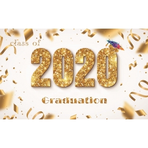 Golden Balloon Ribbon 2020 High School Graduation Backdrop Banner DIY Background Decorations