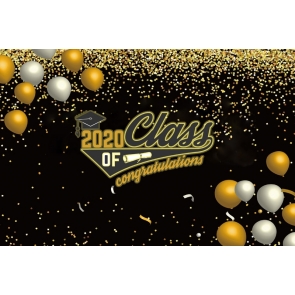 Personalized Golden Balloon Black Background Decorations 2020 Graduation Backdrop