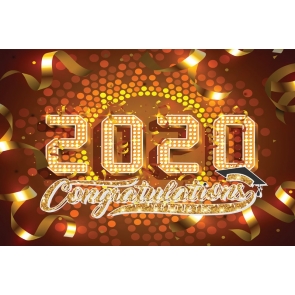 Golden Graduation Ribbon High School 2020 Graduation Backdrop Decorations Background