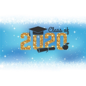 Personalized Snowflake Decorations Blue Background 2020 Graduation Backdrop