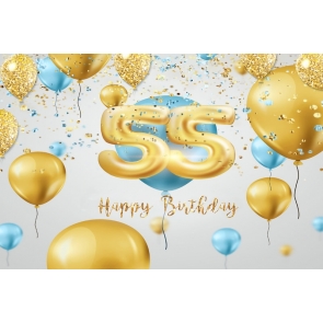 Happy 55th Birthday Party Balloons Background Drops for Photography