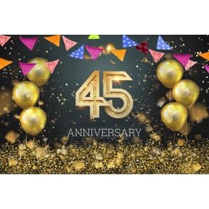 Gold Sequins Balloons Flags 45th Anniversary Party Picture Backdrop Background