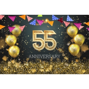 Gold Sequins Balloons Flags 55th Anniversary Party Photo Backdrop Prop Background