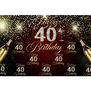 Black Background Champagne Happy 40th Birthday Party Camera Backdrops