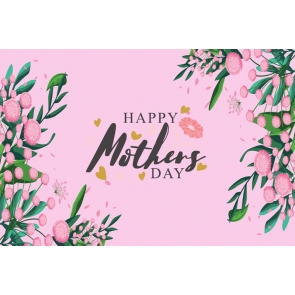 Retro Pink Photo Booth Fresh Flowers Background Mother's Day Backdrop